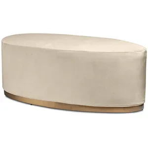 Пуф «Овал» золотой, светло-бежевый бархат