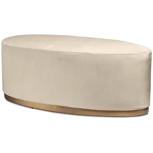Пуф «Овал» золотой, светло-бежевый бархат
