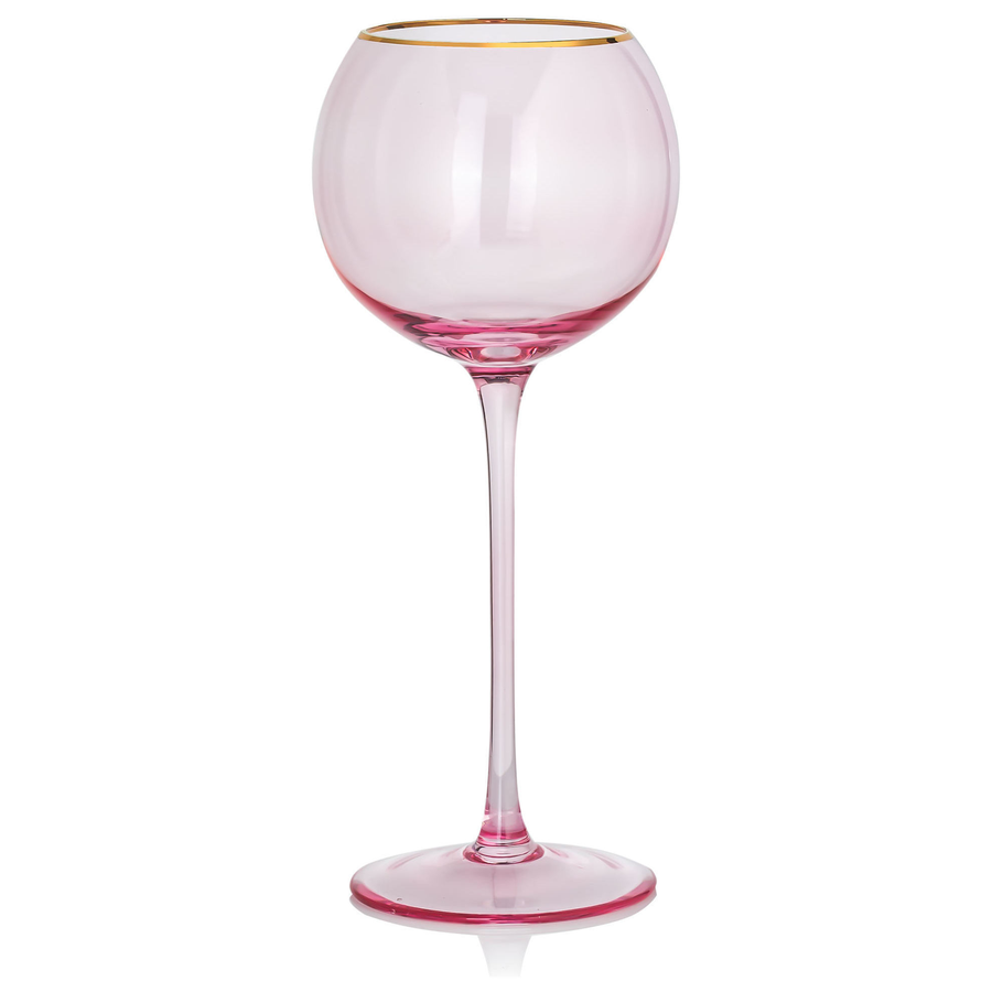 Бокал для белого вина «Санко» розовый с золотым кантом - Фото миниатюра 1