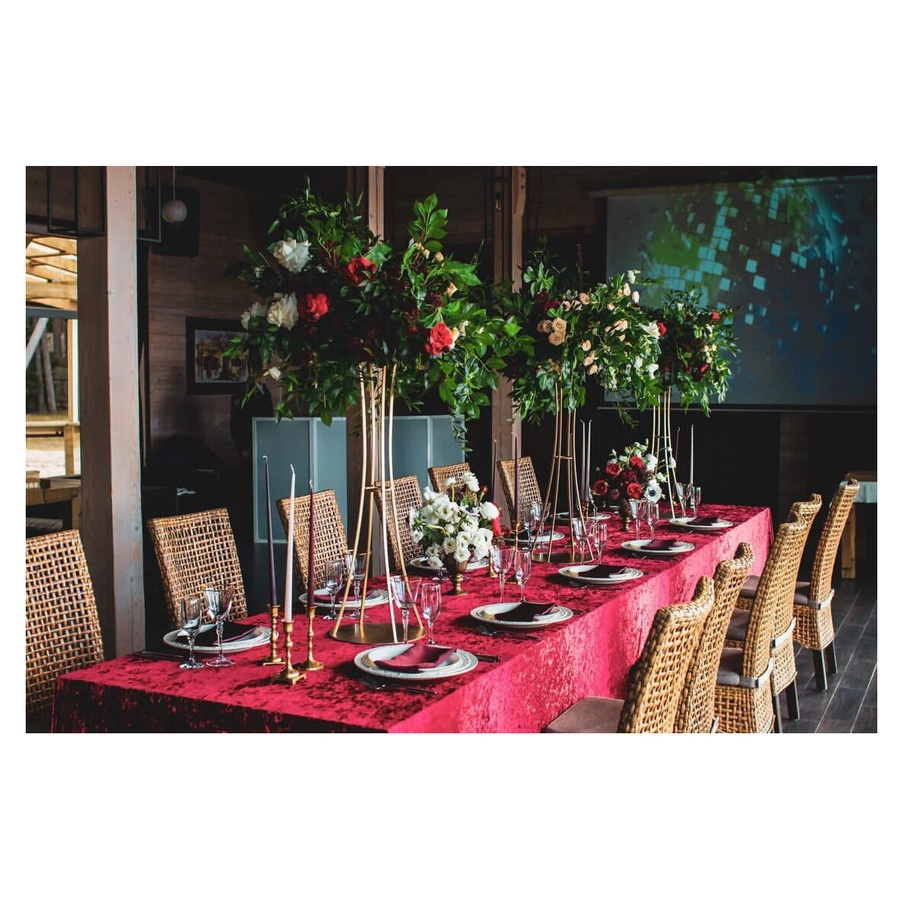 Скатерть прямоугольная, красный мраморный бархат - Фото миниатюра 2