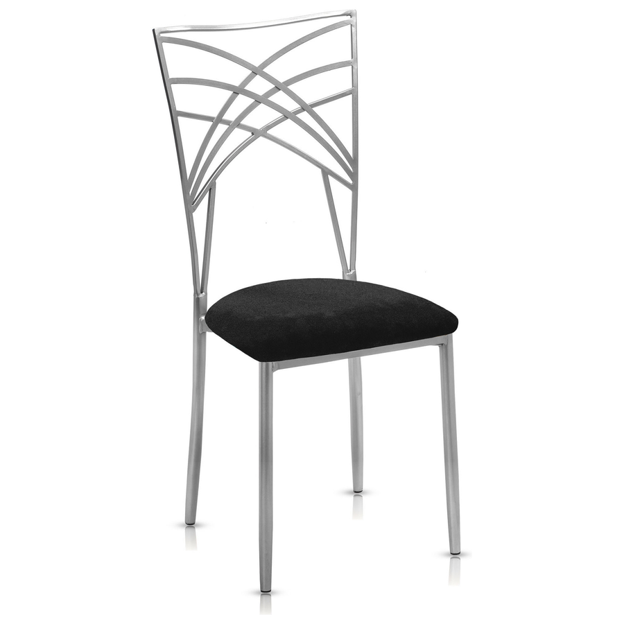 Стул «Хамелеон» серебряный, черная подушка из бархата - Фото миниатюра 1