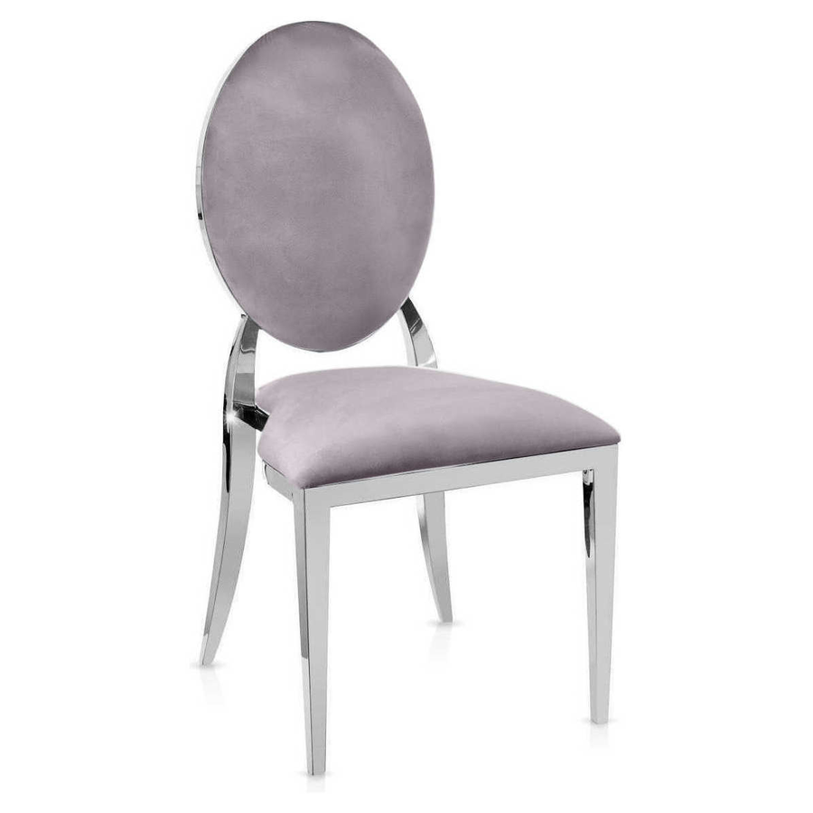 Стул Вашингтон серебряный, пыльно-фиолетовые подушки из бархата - Фото миниатюра 1