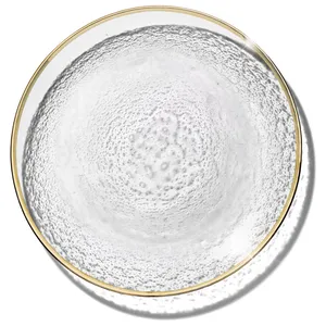 Подстановочная тарелка «Анитра» прозрачная с золотой каймой - Фото 1