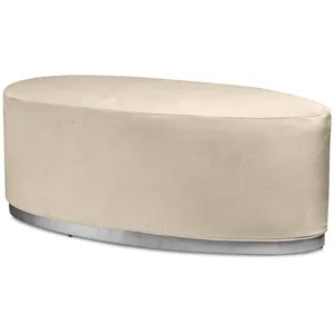 Пуф «Овал» серебряный, светло-бежевый бархат