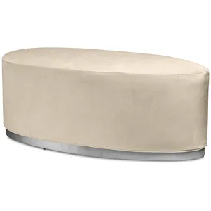 Пуф «Овал» серебряный, светло-бежевый бархат