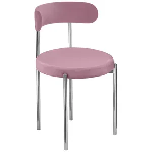 Стул «Лира» серебряный, розовый бархат