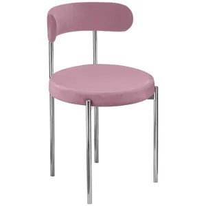 Стул «Лира» серебряный, розовый бархат