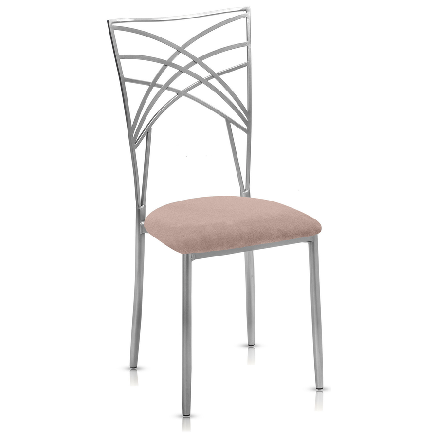 Стул «Хамелеон» серебряный, пыльно-розовая подушка из бархата - Фото миниатюра 1