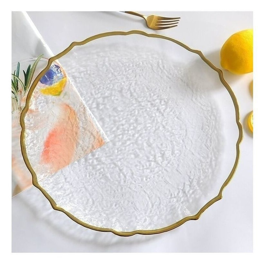 Подстановочная тарелка "Салак" прозрачная с золотой каймой - Фото миниатюра 2