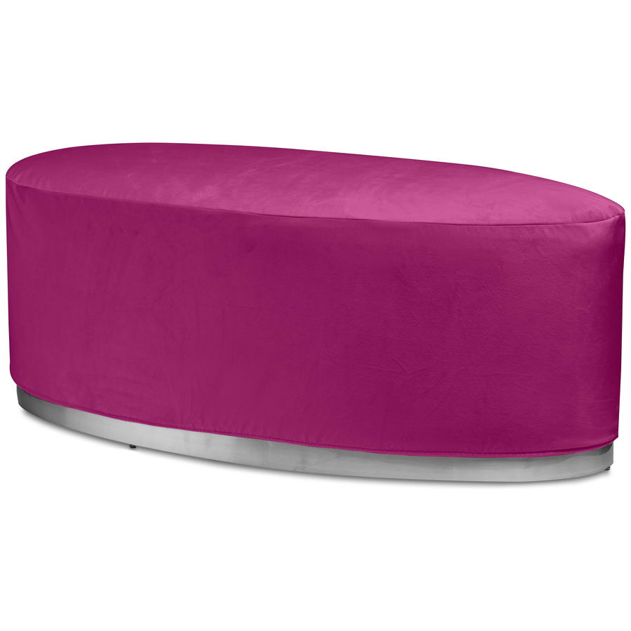 Пуф «Овал» серебряный, малиновый бархат - Фото миниатюра 1