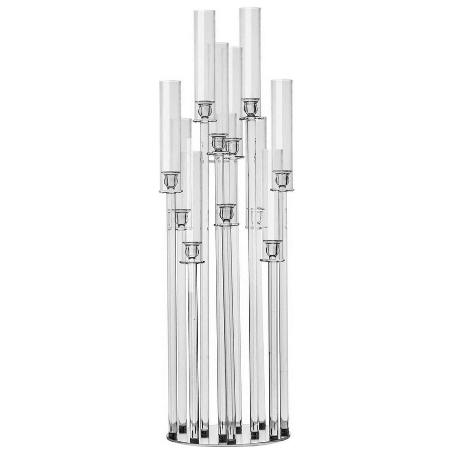 Канделябр «Пламп» на 12 свечей прозрачный стеклянный - Фото миниатюра 1