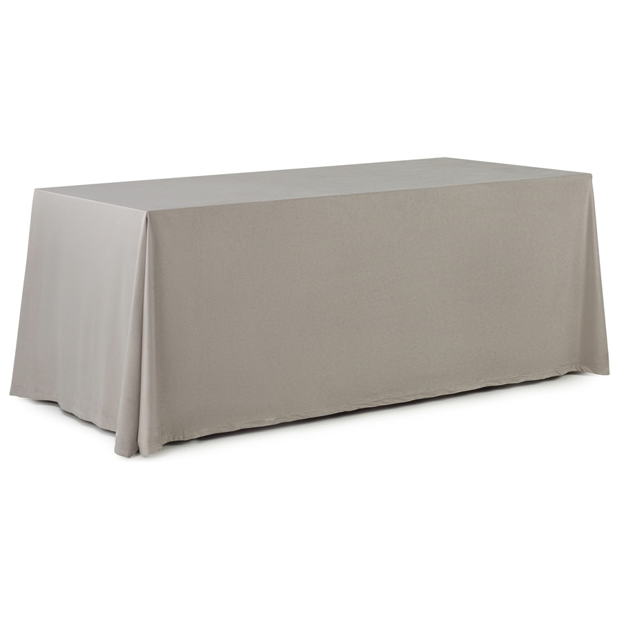 Скатерть прямоугольная широкая бархатная светло-серая - Фото миниатюра 1