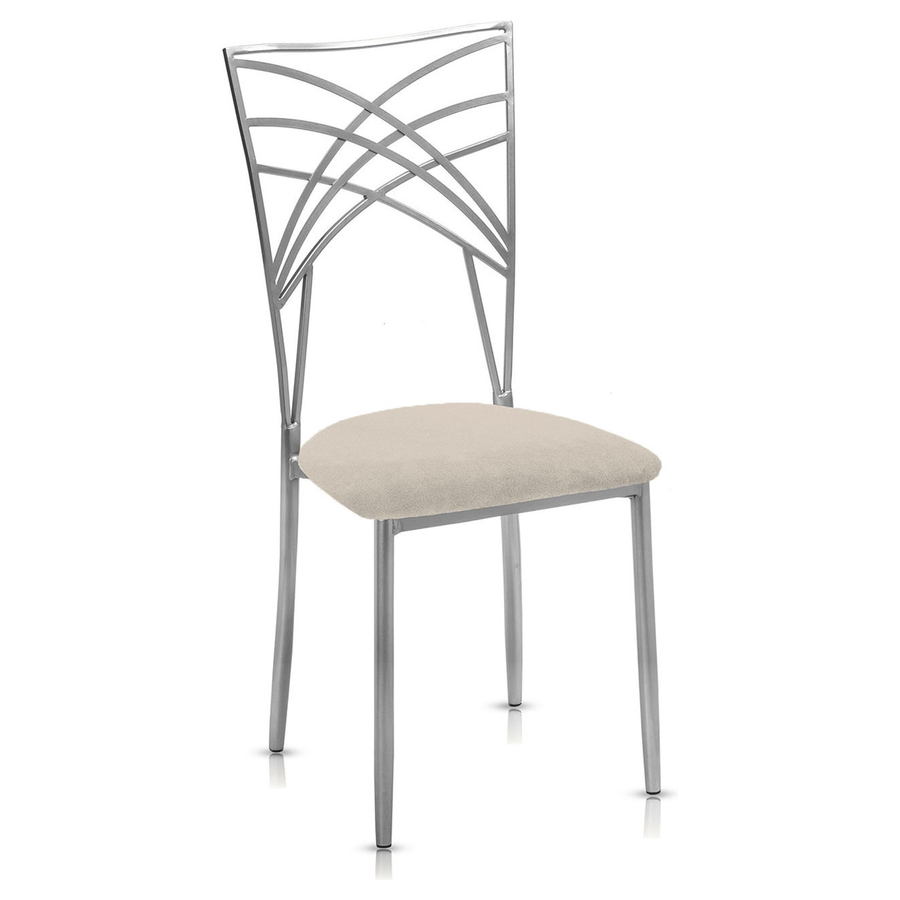 Стул «Хамелеон» серебряный, кремовая подушка из бархата - Фото миниатюра 1