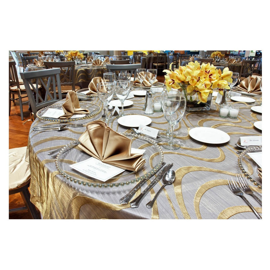 Подстановочная тарелка "Бусинки" прозрачная с золотыми бусинами - Фото миниатюра 3