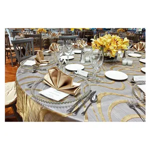 Подстановочная тарелка "Бусинки" прозрачная с золотыми бусинами - Фото 3