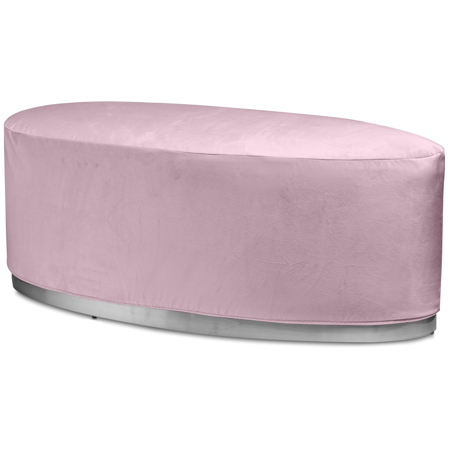 Пуф «Овал» серебряный, пыльно-лавандовый бархат - Фото миниатюра 1