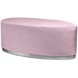 Пуф «Овал» серебряный, пыльно-лавандовый бархат