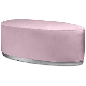 Пуф «Овал» серебряный, пыльно-лавандовый бархат