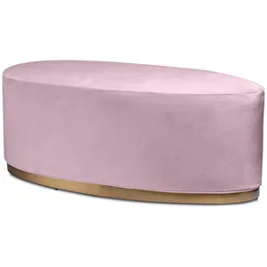 Пуф «Овал» золотой, пыльно-лавандовый бархат