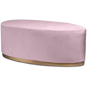 Пуф «Овал» золотой, пыльно-лавандовый бархат