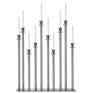 Канделябр «Роу» на 10 свечей дымчатый стеклянный - Фото 2