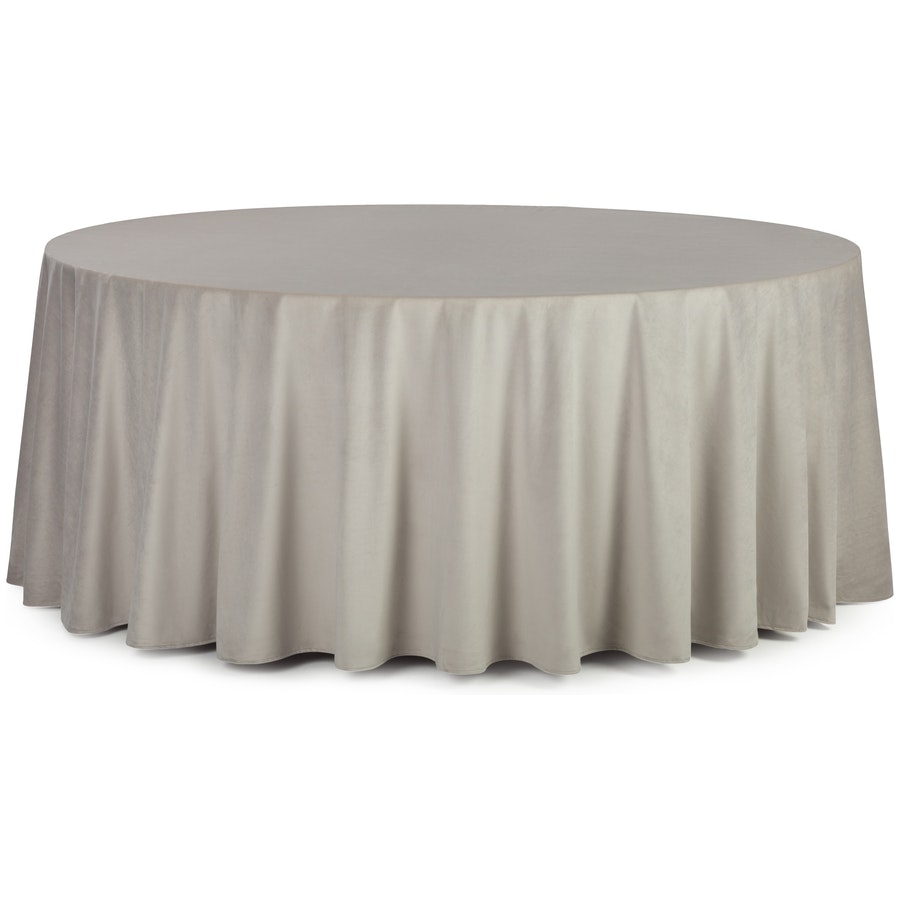 Скатерть круглая бархатная светло-серая - Фото миниатюра 1