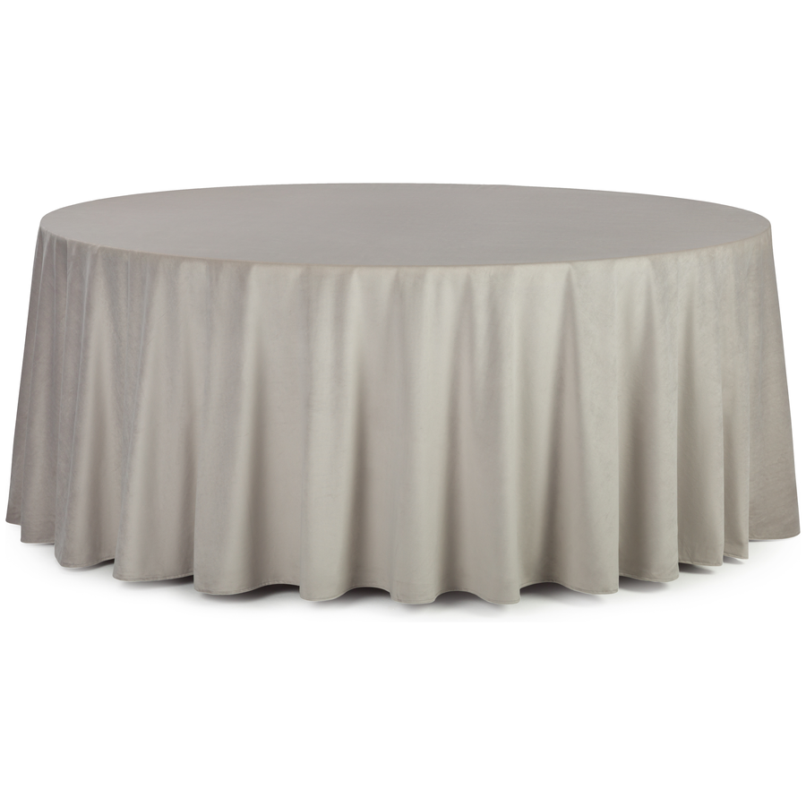 Скатерть круглая бархатная светло-серая - Фото миниатюра 1