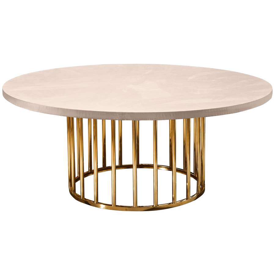 Стол «Арис» круглый, столешница бархат серо-бежевый - Фото миниатюра 1