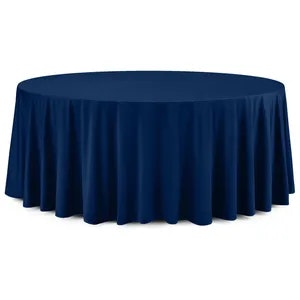 Скатерть круглая бархатная темно-синяя