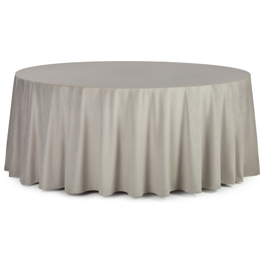 Скатерть круглая бархатная светло-серая - Фото миниатюра 1