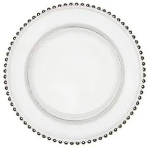 Подстановочная тарелка "Бусинки" прозрачная с серебряными бусинами - Фото 1