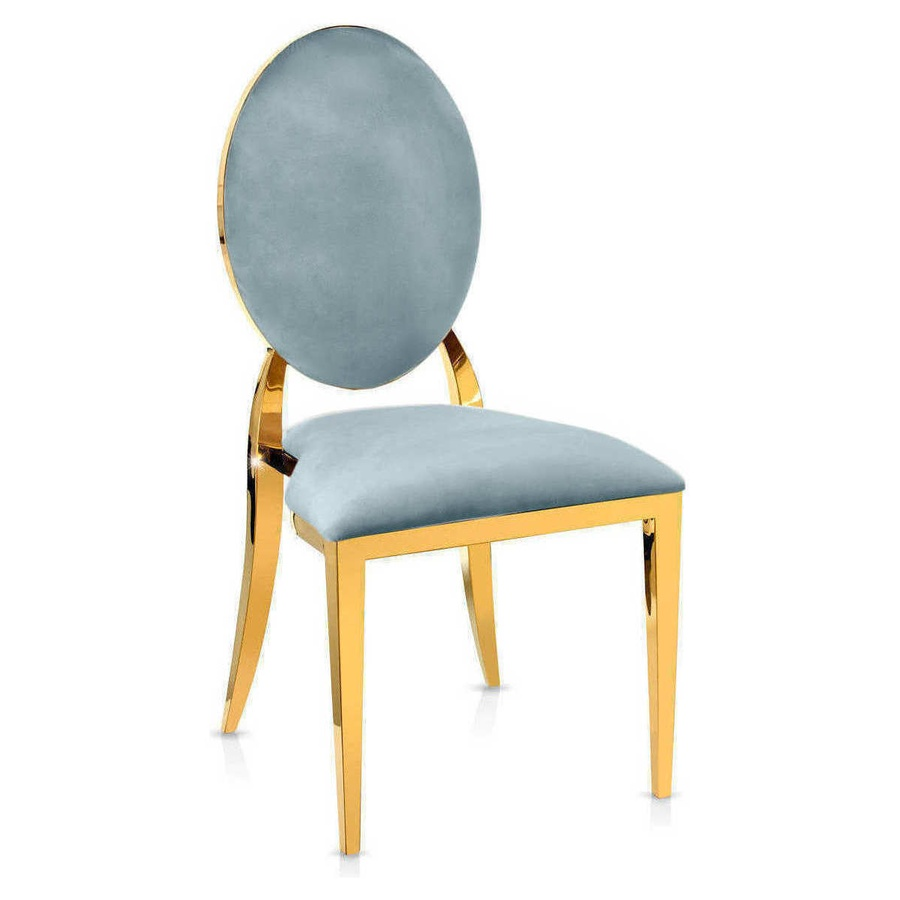 Стул Вашингтон золотой, серо-голубые подушки из бархата - Фото миниатюра 1