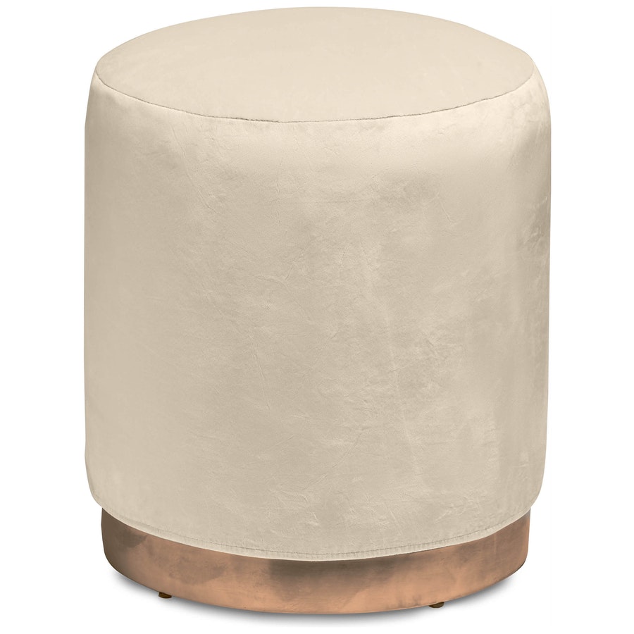 Пуф «Круг» золотой, светло-бежевый бархат - Фото миниатюра 1