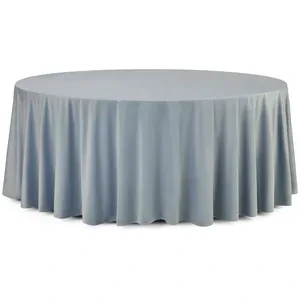 Скатерть круглая бархатная серо-голубая - Фото 1