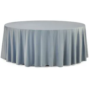 Скатерть круглая бархатная серо-голубая - Фото 1