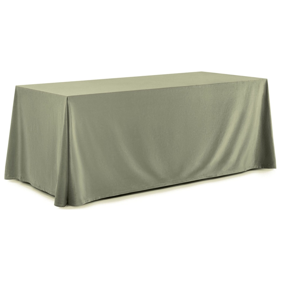Скатерть прямоугольная широкая бархатная пыльно-зеленая - Фото миниатюра 1