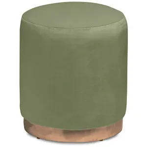 Пуф «Круг» золотой, пыльно-зеленый бархат