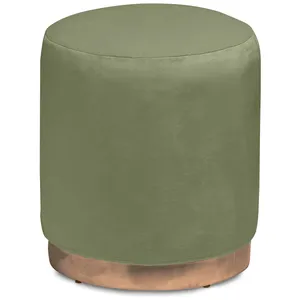 Пуф «Круг» золотой, пыльно-зеленый бархат