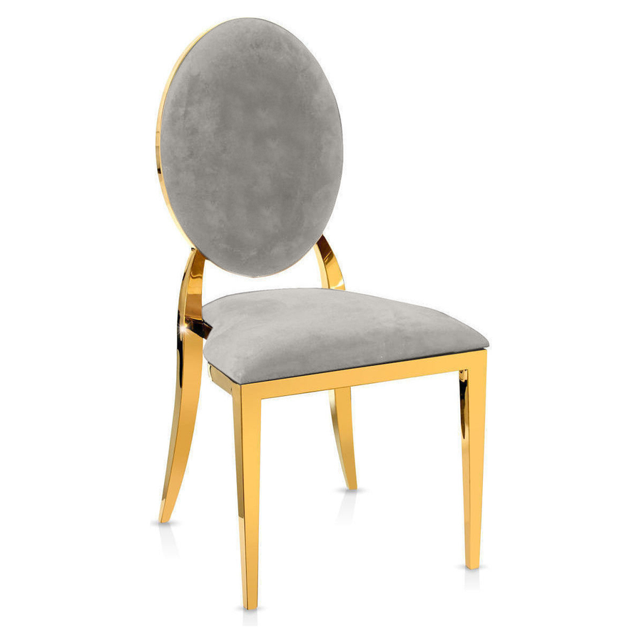 Стул «Вашингтон» золотой, светло-серые подушки из бархата - Фото миниатюра 1