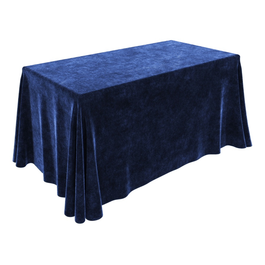 Скатерть прямоугольная, синий мраморный бархат - Фото миниатюра 1