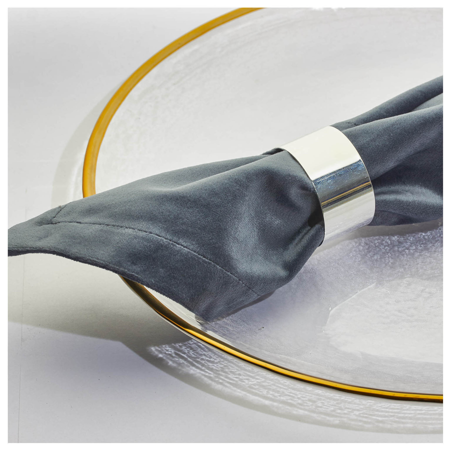 Салфетка бархатная серо-голубая тёмная - Фото миниатюра 2