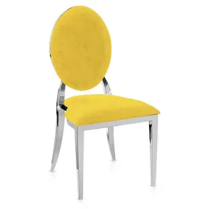 Стул «Вашингтон» серебряный, желтые подушки из бархата