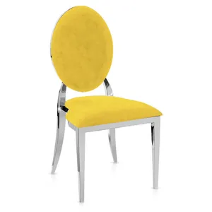 Стул «Вашингтон» серебряный, желтые подушки из бархата