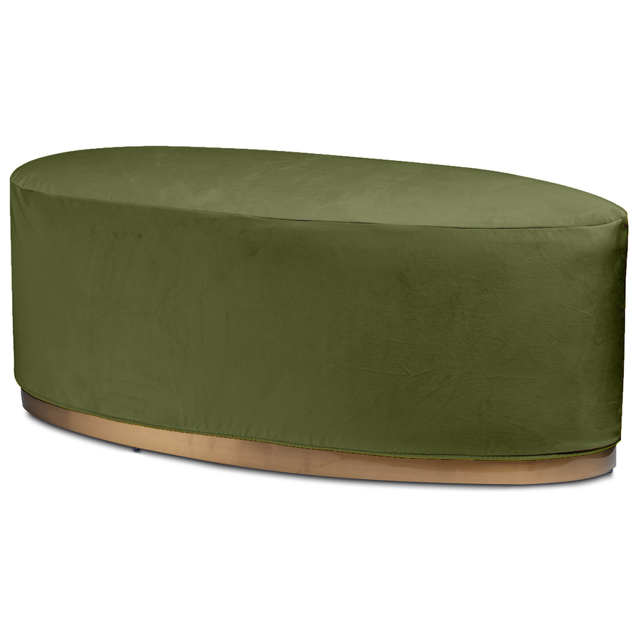 Пуф «Овал» золотой, мшистый бархат - Фото миниатюра 1