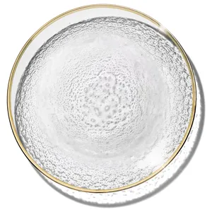 Подстановочная тарелка «Анитра» прозрачная с золотой каймой