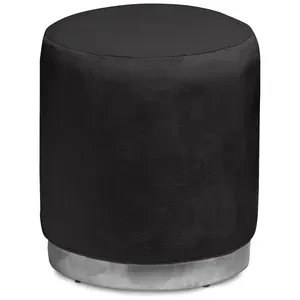 Пуф «Круг» серебряный, черный бархат