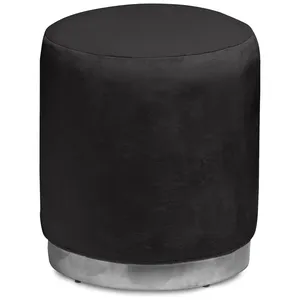 Пуф «Круг» серебряный, черный бархат