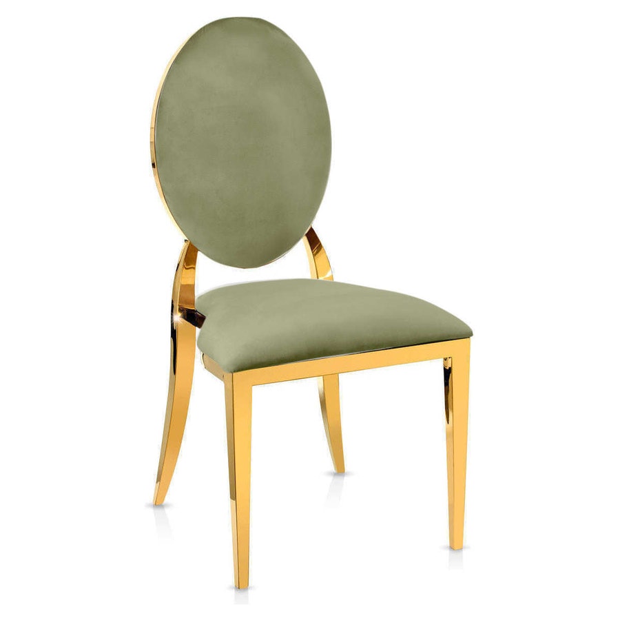Стул «Вашингтон» золотой, пыльно-зеленые подушки из бархата - Фото миниатюра 1