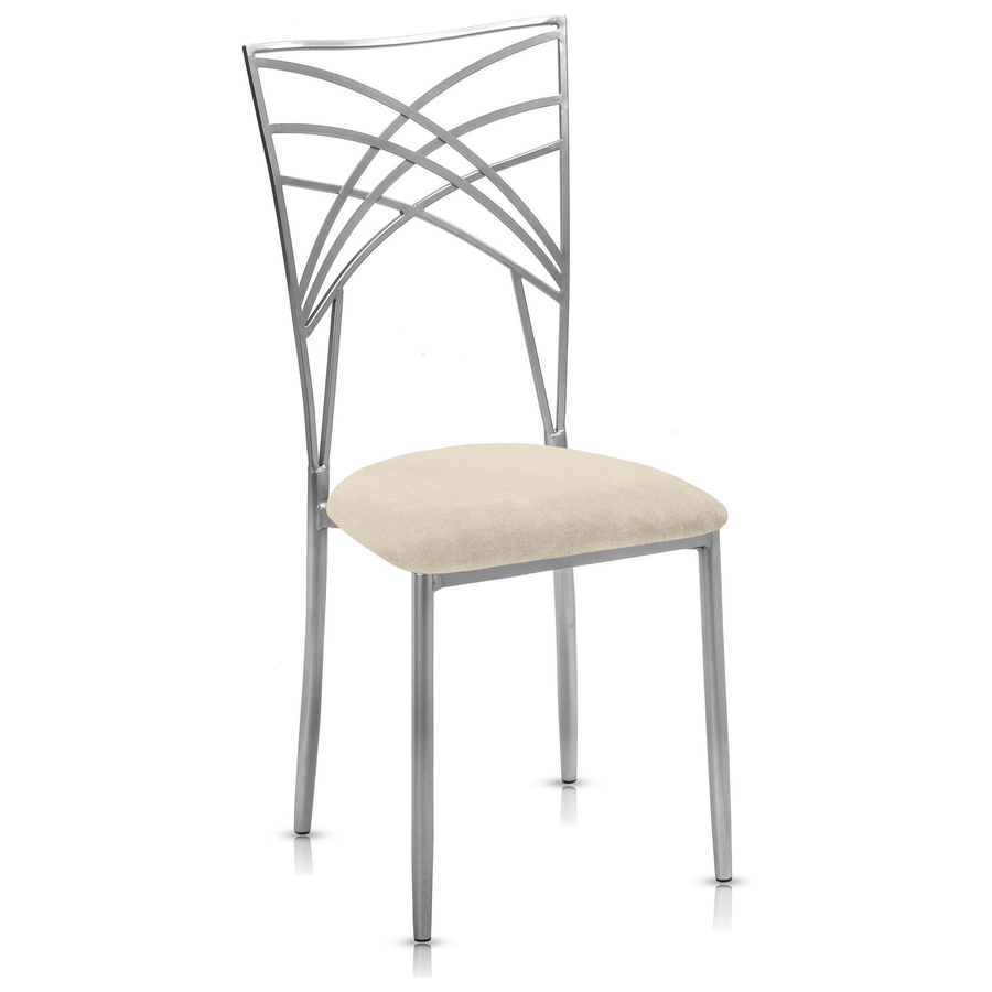 Стул «Хамелеон» серебряный, светло-бежевая подушка из бархата - Фото миниатюра 1