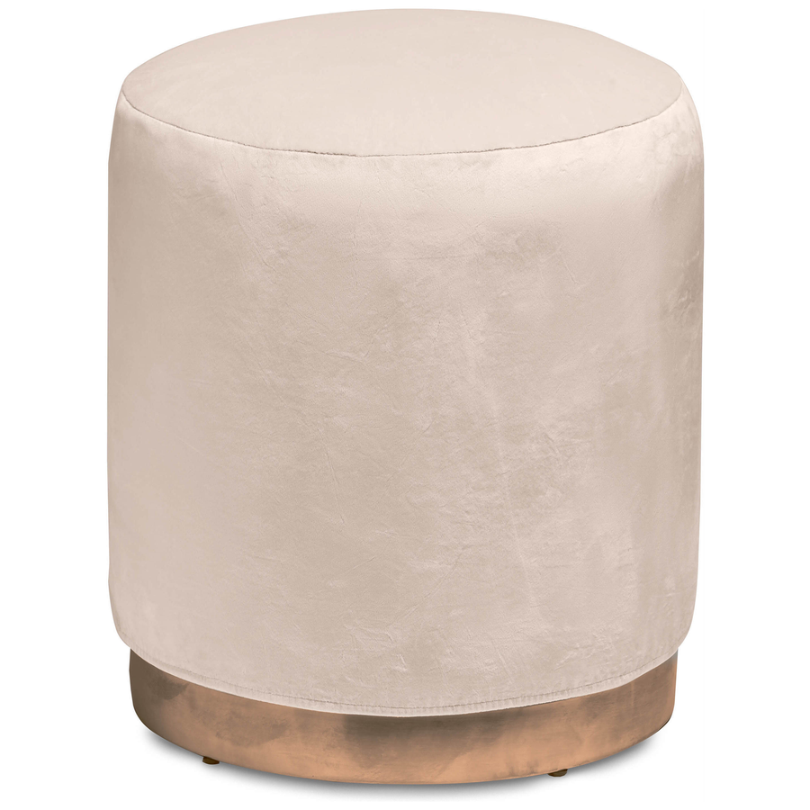Чехол бархатный кремовый для круглого пуфа - Фото миниатюра 1